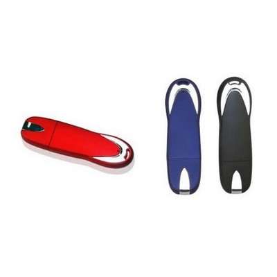 Contoured Plastic USB Drive W/Chrome Plastic Inserts