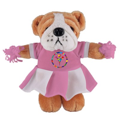 Soft Plush Stuffed Bulldog with Cheerleader Outfit