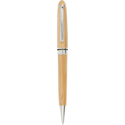 Silver Solstia Bamboo Twist Ballpoint Pen