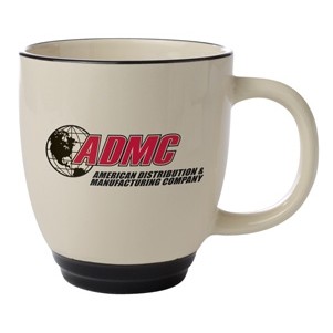 14 Oz. Bistro Heartland Colored Trim Mug (Almond Beige/Black Trim)