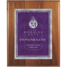 Cherry Plaque 7" x 9" - Purple/Silver 5" x 7" Victory Sunray Plate