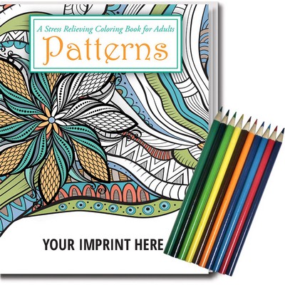 Relax Pack - Patterns Coloring Book for Adults + Colored Pencils