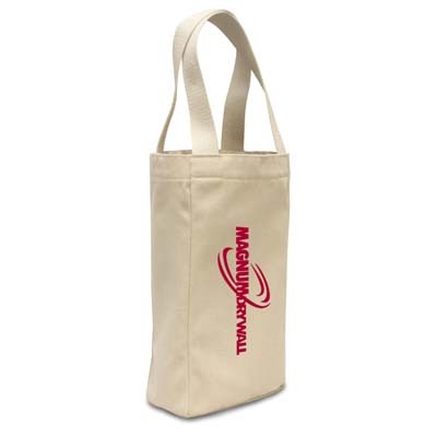 10oz Cotton Canvas Two Wine Bottle Tote