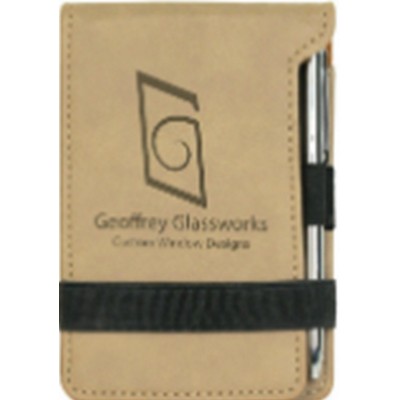 Leatherette Notepad W/Pen Band Closure