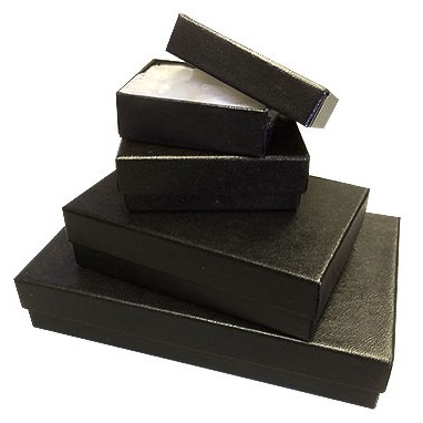 Black Textured Rigid Cotton Filled Jewelry Box (5 7/16"x3 1/2"x1")