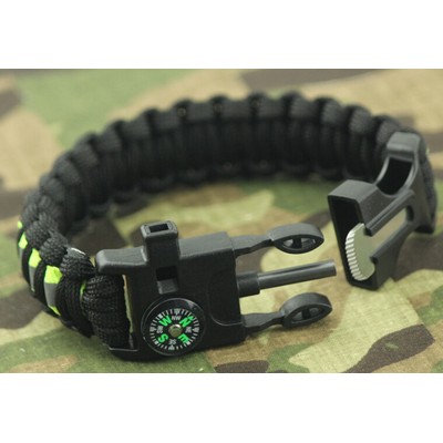 Outdoor Multifunctional Survival Bracelet w/Whistle Compass