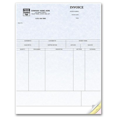 Laser Parchment Product Invoice (2 Part)