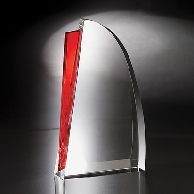 9" Destiny Crystal Award w/Red Accent