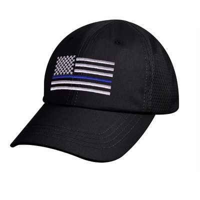 Black Mesh Back Thin Blue Line Flag Tactical Cap