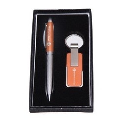 Twist Action Ballpoint Pen & Key Chain Gift Set