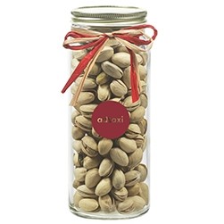 16 Oz. Contemporary Glass Mason Jar w/ Raffia Bow (Pistachios)