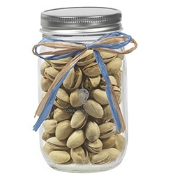 16 Oz. Glass Mason Jar w/ Raffia Bow (Pistachios)