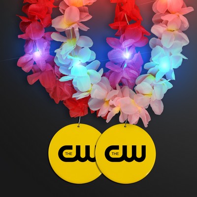 Light Up Hawaiian Leis with Custom Yellow Medallion - Domestic Print