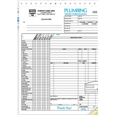 Plumbing Work Order/Invoice Form (3 Part)