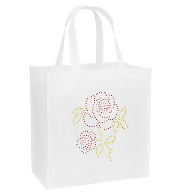 Custom 80g Non-Woven PP Tote Bag w/Metallic Gliter Decoration 14"x15"x8"