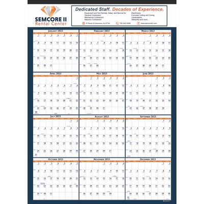 Laminated Wall Calendar w/Tinning on Top (19"x26")