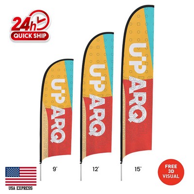 12' Premium Double-Sided Concave Flag Kit w/Ground Spike