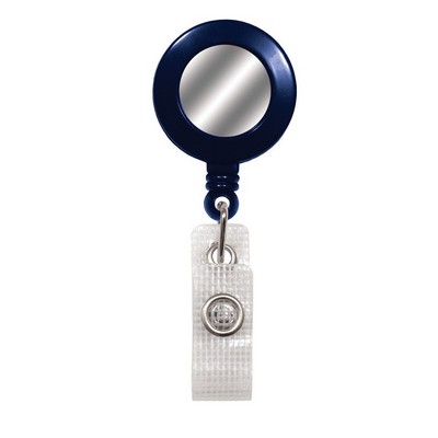 Round Solid Opaque Clip On Fast Ship Plastic Badge Reel (Blue)