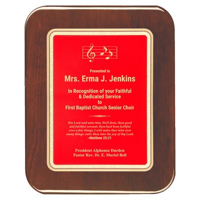 Red Plate Rosewood Piano-finish Plaque w/ Elliptical Edge 9" x 12"