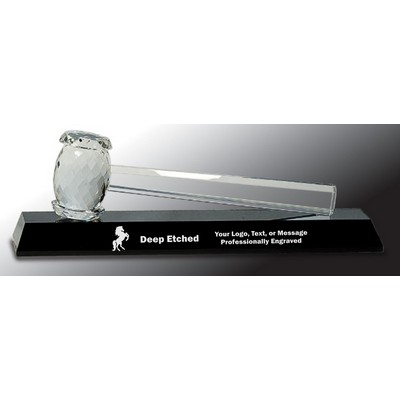 13 7/8" x 4 1/4" Crystal Gavel on Black Base