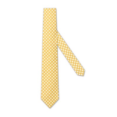 Silk Woven Necktie - Yellow and White Gingham Check