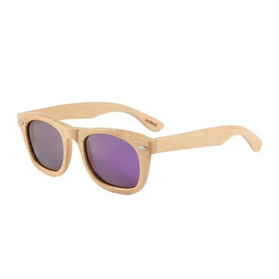 Bamboo Sunglasses - Purple Mirror Polarized Lenses - Bamboo Frames