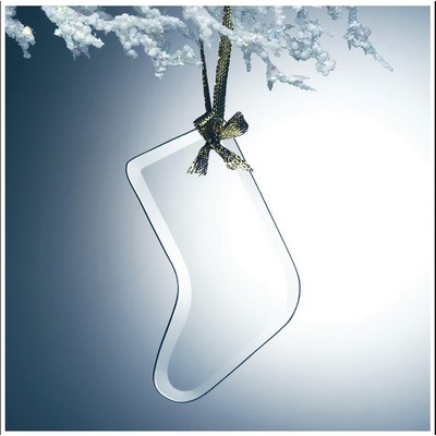 Jade Glass Beveled Ornament, Stocking, 2-7/8"x4"