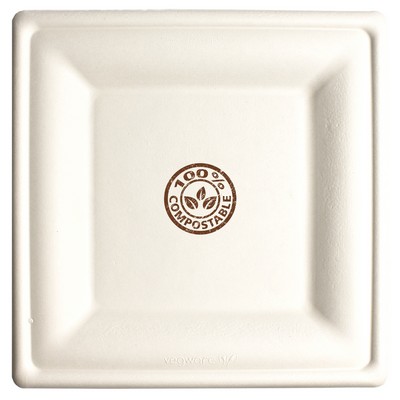 10" Square Compostable Paper Plate