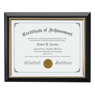 Trent Certificate Frame - Black/Gold 8½"x11"