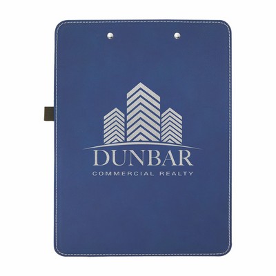 9" x 12 1/2" Blue/Silver Leatherette Clipboard