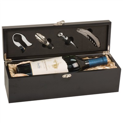 4.25" x 14.25" Black Wood Wine Box