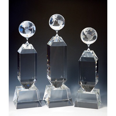 Globe Optical Crystal Award/Trophy 11"H