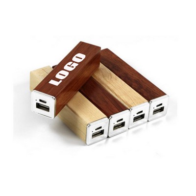 3000mAh Square Wooden Power Bank