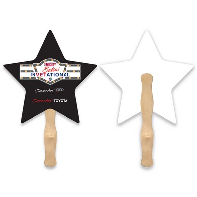 Lightweight Full Color Single Sided Star Shape Paper Hand Fan