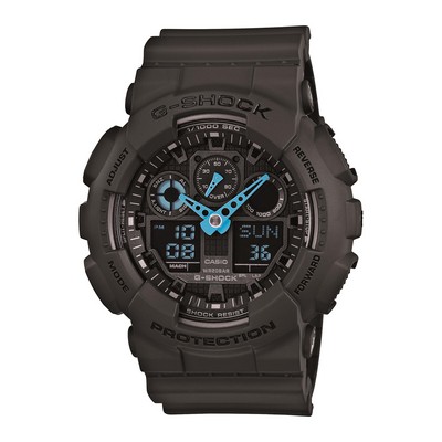 Casio® Men's Black/Neon Blue G-Shock Watch w/Rivet Bezel