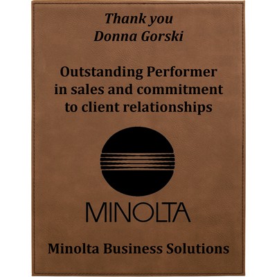 8" x 10" Dark Brown Laserable Leatherette Plaque