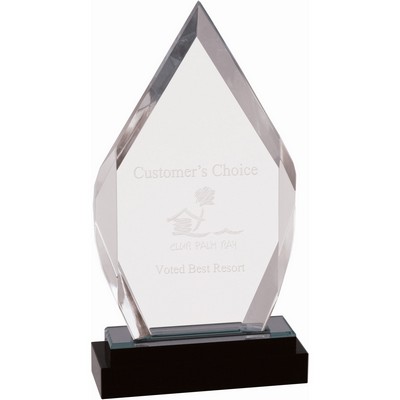 9" Silver Fusion Diamond Impress Acrylic Award with Black Glass Base