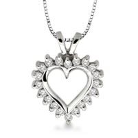 Jilco Inc. 0.25 TWT White Gold Diamond Heart Necklace