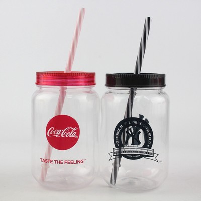 16 Oz. Plastic Mason Jar Drink Cup