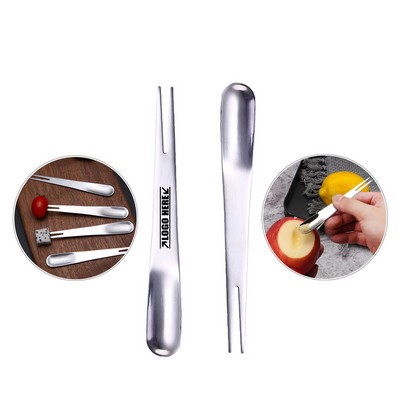 2-in-1 Silver Stainless Steel Spoon