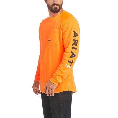 Rebar® Neon Orange/Charcoal Heat Fighter Long Sleeve T-Shirt