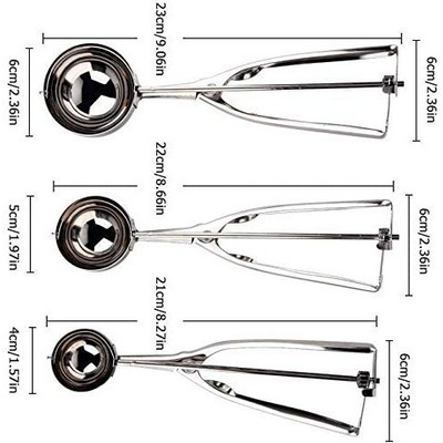 Ice Cream Scooper with Trigger Release for Melon Baller , Stainless Steel Cookie Scoops