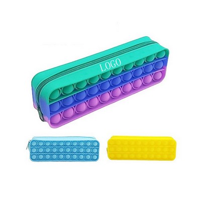 Square Shape Silicone Push Pop Bubble Toy Pencil Case