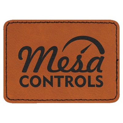 Rectangle Engraved Patch with Adhesive, Rawhide Faux Leather, 3 1/2" x 2 1/2"