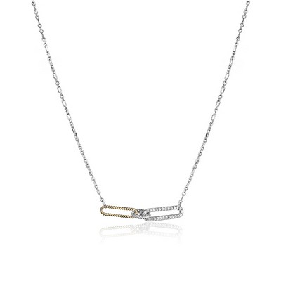 Charles Garnier Sterling Silver "PAPERCLIP" Cable Chain Necklace - Silver and Gold