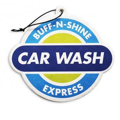 3.75" Die Cut Shape Custom Full Color Printed Air Freshener w/Lemon Scent