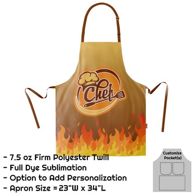 Poly Twill Sublimation Bib Apron (23"W X34"L)