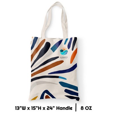 Full Sublimation 8 Oz Poly Canvas Tote Bag - 13"W x 15"H x 24"Handle