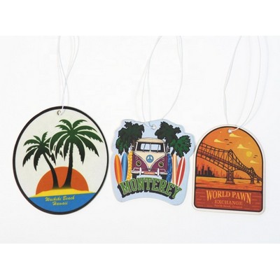 3.25" Die Cut Shape Custom Full Color Printed Air Freshener/Air Deodorizer w/Apple Pie Scent