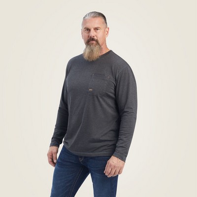 Ariat® Men's Charcoal Gray Rebar® Workman™ Born For This Graphic Long Sleeve T-Shirt